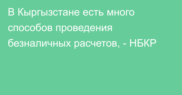 В Кыргызстане есть много способов проведения безналичных расчетов, - НБКР