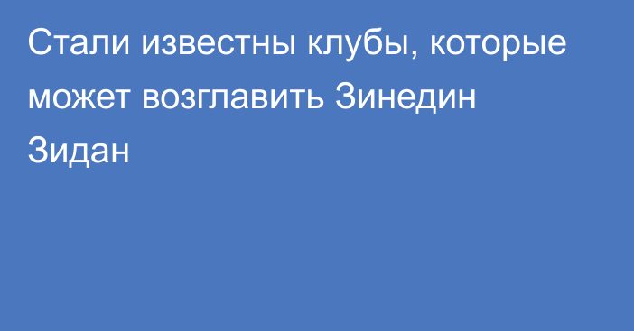 Стали известны клубы, которые может возглавить Зинедин Зидан