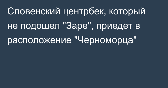 Словенский центрбек, который не подошел 