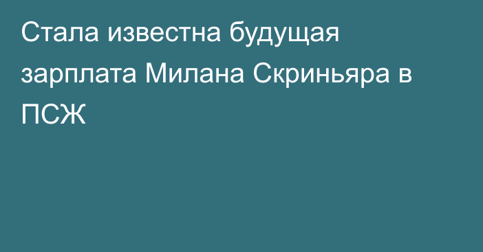 Стала известна будущая зарплата Милана Скриньяра в ПСЖ