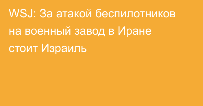 WSJ: За атакой беспилотников на военный завод в Иране стоит Израиль