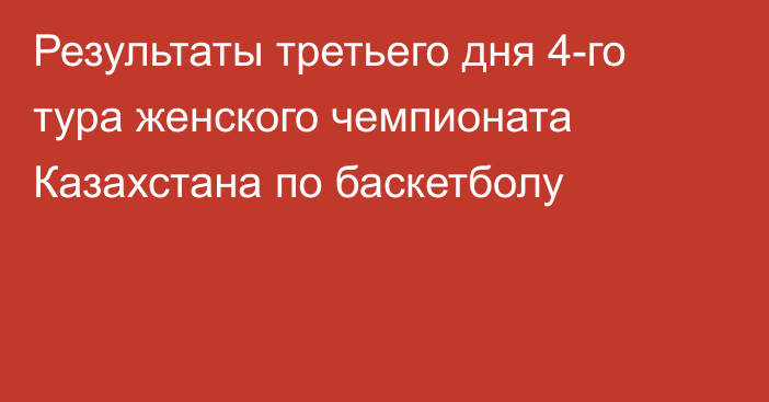 Результаты третьего дня 4-го тура женского чемпионата Казахстана по баскетболу