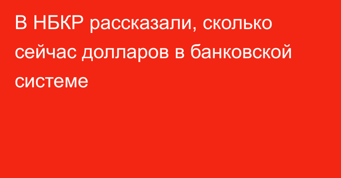 В НБКР рассказали, сколько сейчас долларов в банковской системе