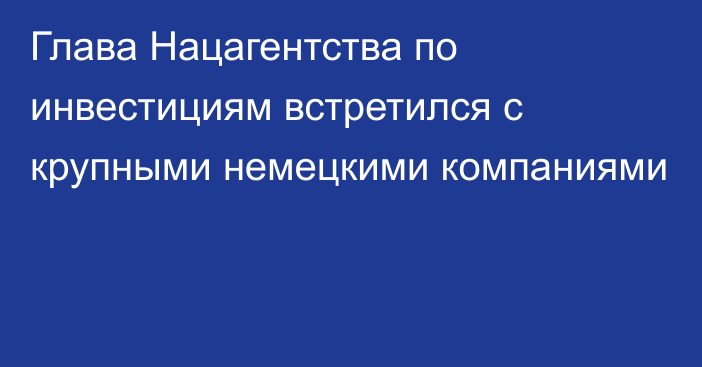 Глава Нацагентства по инвестициям встретился с крупными немецкими компаниями