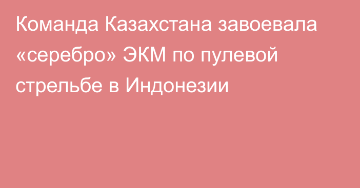 Команда Казахстана завоевала «серебро» ЭКМ по пулевой стрельбе в Индонезии