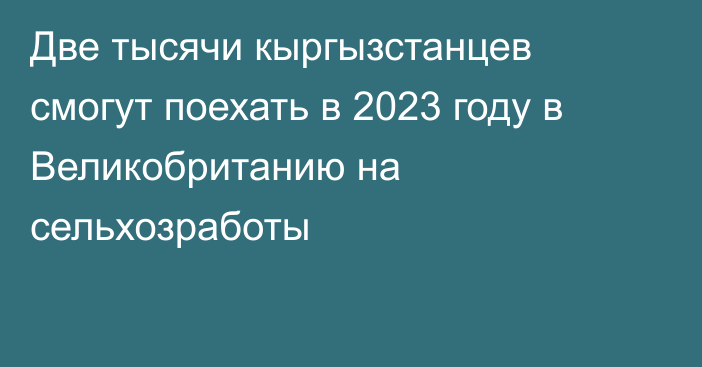 Две тысячи кыргызстанцев смогут поехать в 2023 году в Великобританию на сельхозработы