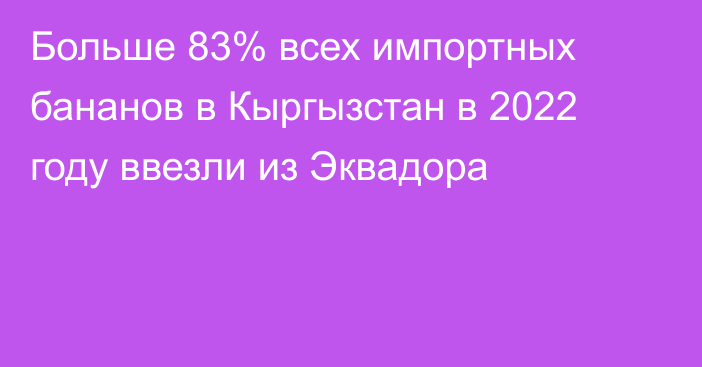 Больше 83% всех импортных бананов в Кыргызстан в 2022 году ввезли из Эквадора