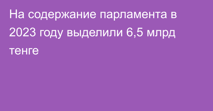 На содержание парламента в 2023 году выделили 6,5 млрд тенге