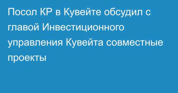 Посол КР в Кувейте обсудил с главой Инвестиционного управления Кувейта совместные проекты