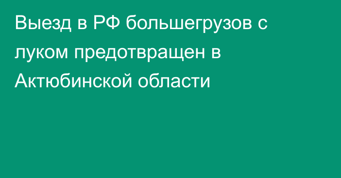 Выезд в РФ большегрузов с луком предотвращен в Актюбинской области