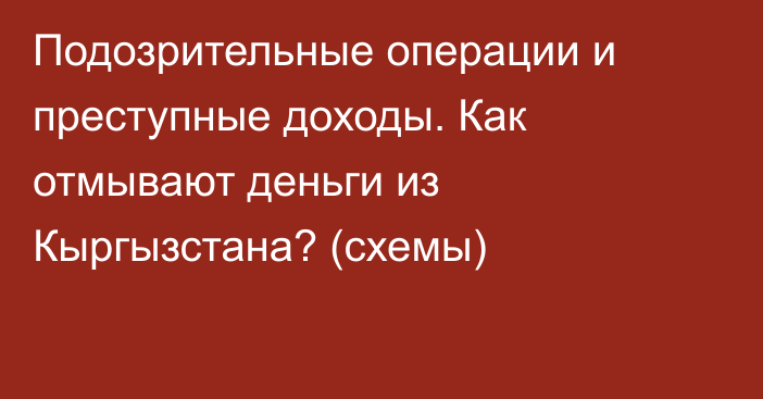 Подозрительные операции и преступные доходы. Как отмывают деньги из Кыргызстана? (схемы)