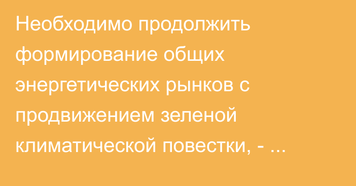 Необходимо продолжить формирование общих энергетических рынков с продвижением зеленой климатической повестки, - Мишустин