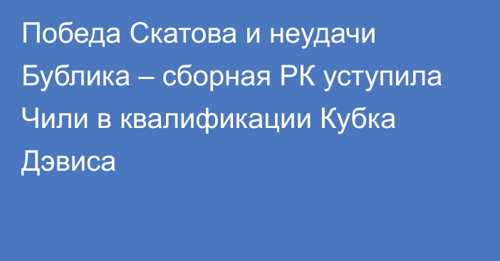 Победа Скатова и неудачи Бублика – сборная РК уступила Чили в квалификации Кубка Дэвиса