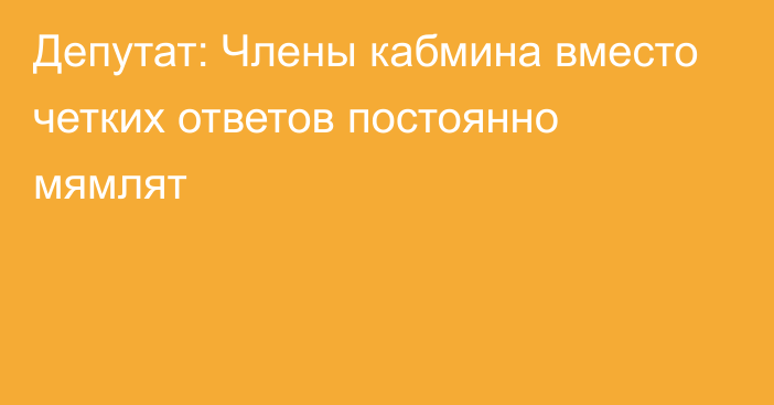 Депутат: Члены кабмина вместо четких ответов постоянно мямлят