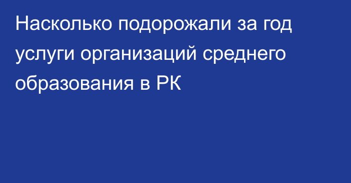 Насколько подорожали за год услуги организаций среднего образования в РК