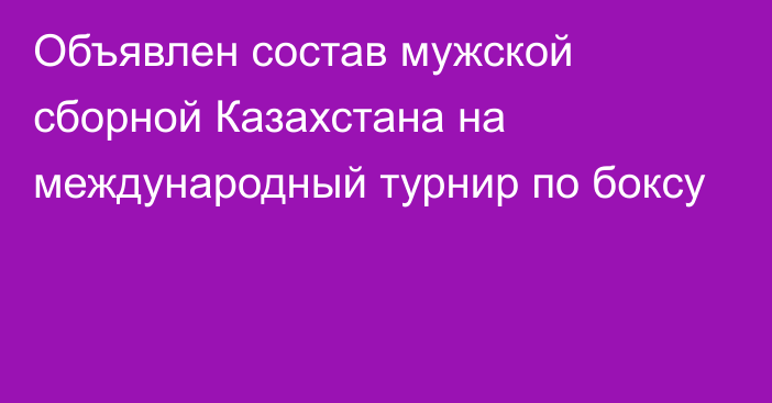 Объявлен состав мужской сборной Казахстана на международный турнир по боксу