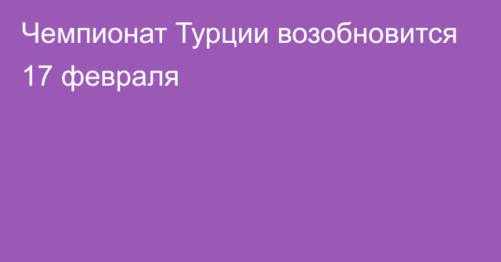 Чемпионат Турции возобновится 17 февраля