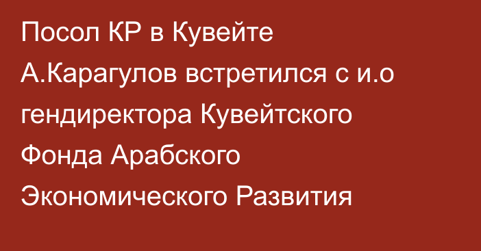 Посол КР в Кувейте А.Карагулов встретился с и.о гендиректора Кувейтского Фонда Арабского Экономического Развития