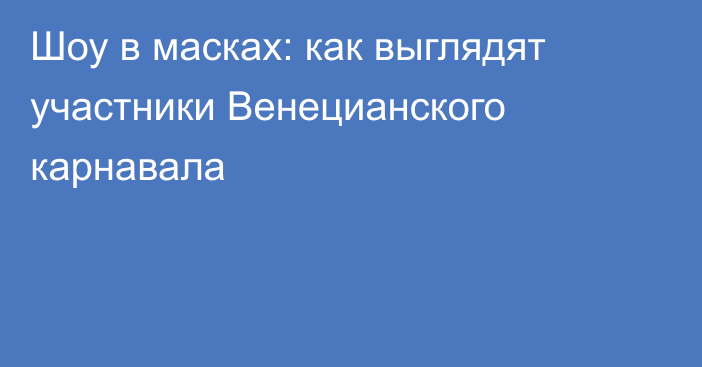 Шоу в масках: как выглядят участники Венецианского карнавала