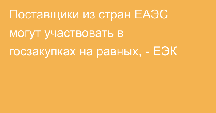 Поставщики из стран ЕАЭС могут участвовать в госзакупках на равных, - ЕЭК