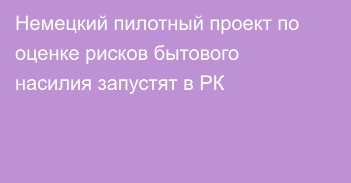 Немецкий пилотный проект по оценке рисков бытового насилия запустят в РК