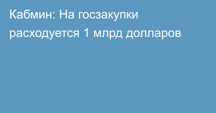 Кабмин: На госзакупки расходуется 1 млрд долларов