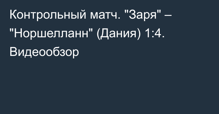 Контрольный матч. 