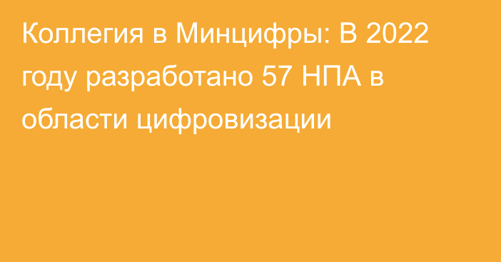 Коллегия в Минцифры: В 2022 году разработано 57 НПА в области цифровизации