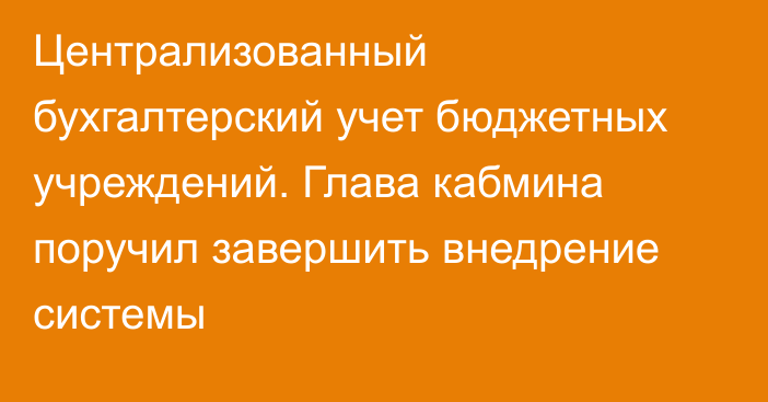 Централизованный бухгалтерский учет бюджетных учреждений. Глава кабмина поручил завершить внедрение системы