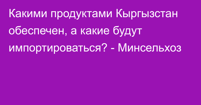 Какими продуктами Кыргызстан обеспечен, а какие будут импортироваться? - Минсельхоз