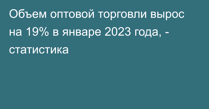 Объем оптовой торговли вырос на 19% в январе 2023 года, - статистика