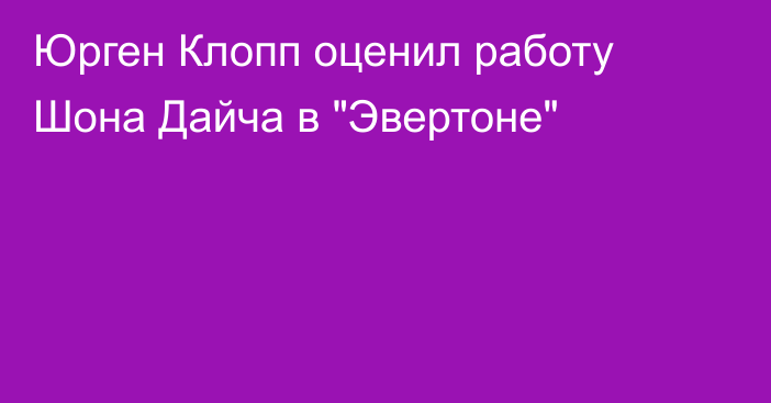 Юрген Клопп оценил работу Шона Дайча в 