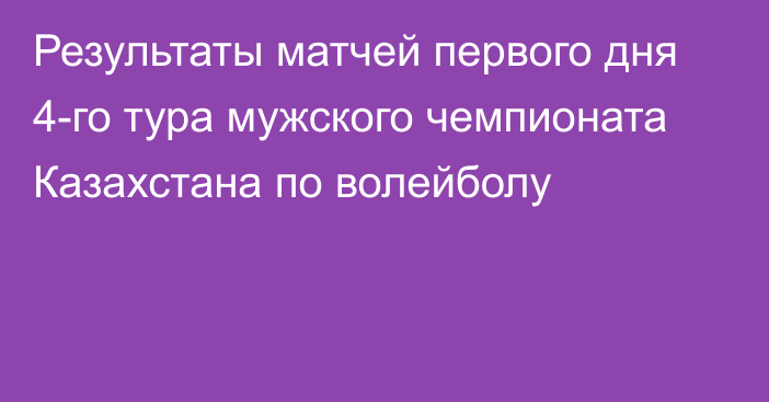 Результаты матчей первого дня 4-го тура мужского чемпионата Казахстана по волейболу