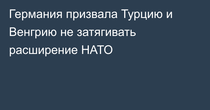 Германия призвала Турцию и Венгрию не затягивать расширение НАТО