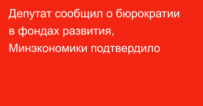 Депутат сообщил о бюрократии в фондах развития, Минэкономики подтвердило