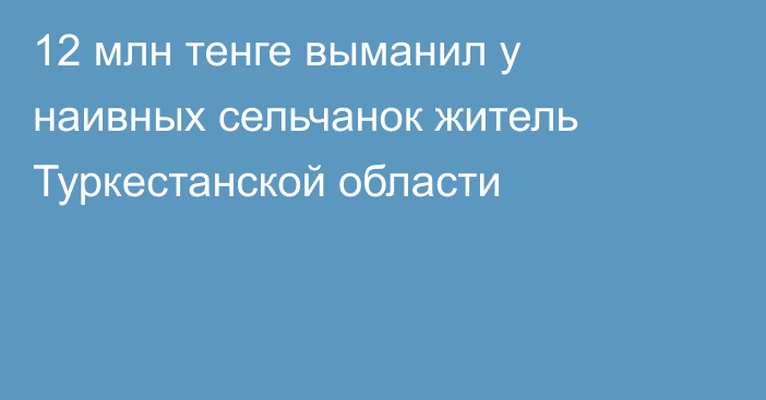 12 млн тенге выманил у наивных сельчанок житель Туркестанской области