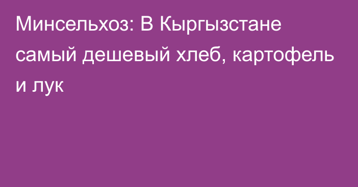 Минсельхоз: В Кыргызстане самый дешевый хлеб, картофель и лук