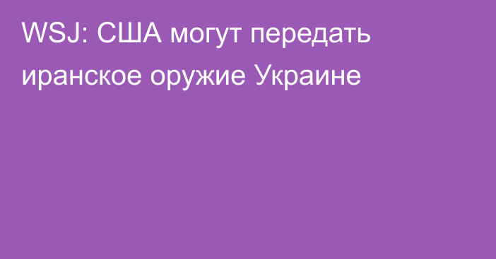 WSJ: США могут передать иранское оружие Украине