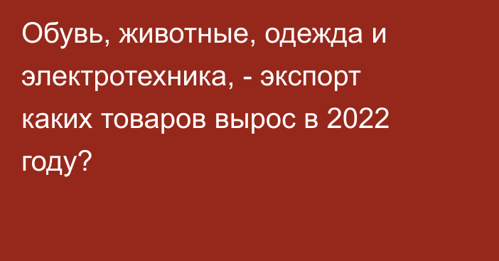 Обувь, животные, одежда и электротехника, - экспорт каких товаров вырос в 2022 году?