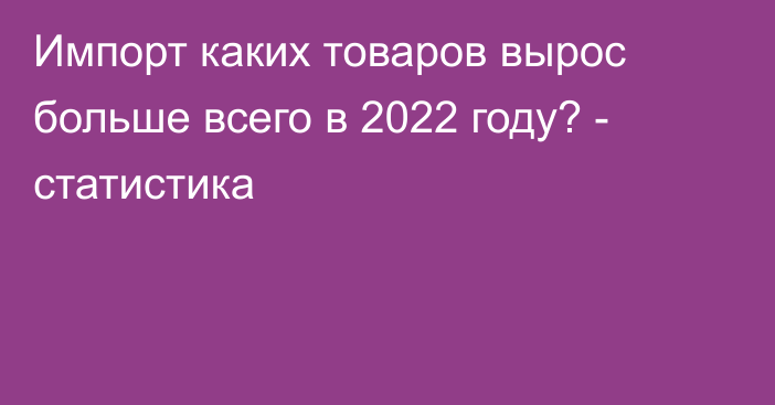 Импорт каких товаров вырос больше всего в 2022 году? - статистика