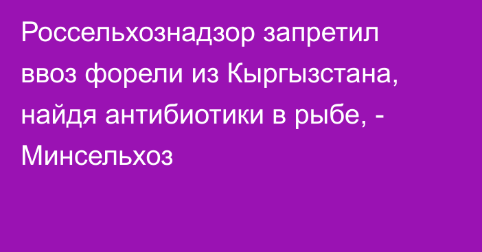 Россельхознадзор запретил ввоз форели из Кыргызстана, найдя антибиотики в рыбе, - Минсельхоз