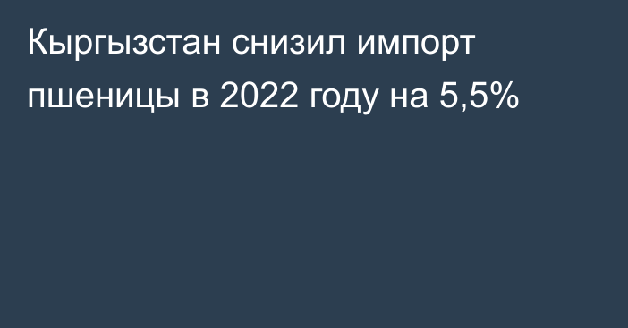 Кыргызстан снизил импорт пшеницы в 2022 году на 5,5%