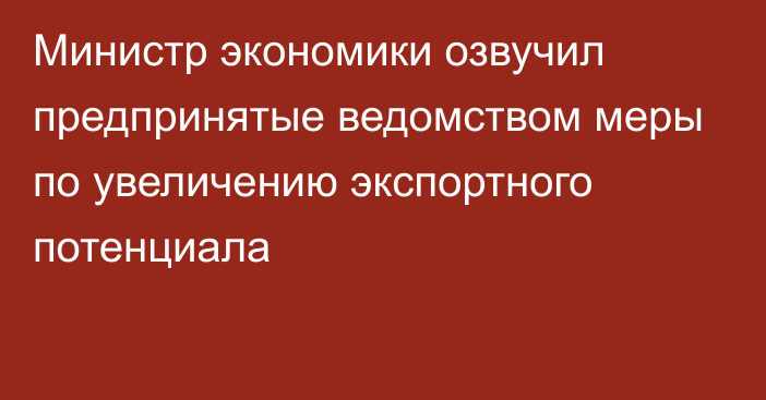 Министр экономики озвучил предпринятые ведомством меры по увеличению экспортного потенциала