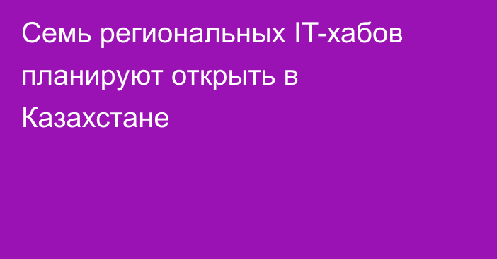 Семь региональных IT-хабов планируют открыть в Казахстане