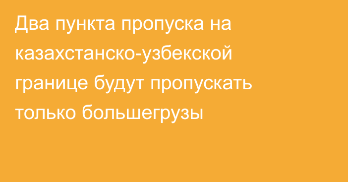 Два пункта пропуска на казахстанско-узбекской границе будут пропускать только большегрузы