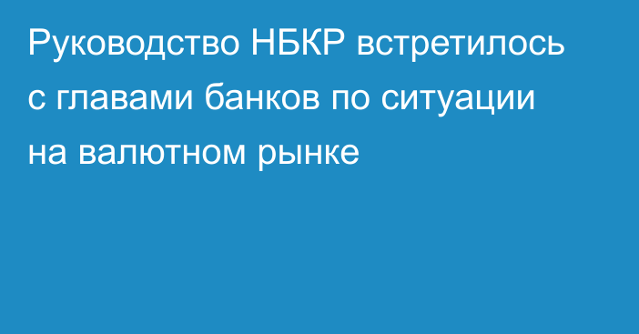 Руководство НБКР встретилось с главами банков по ситуации на валютном рынке