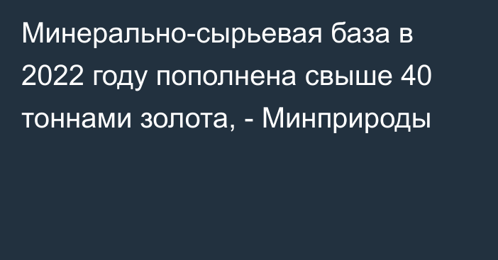 Минерально-сырьевая база в 2022 году пополнена свыше 40 тоннами золота, - Минприроды