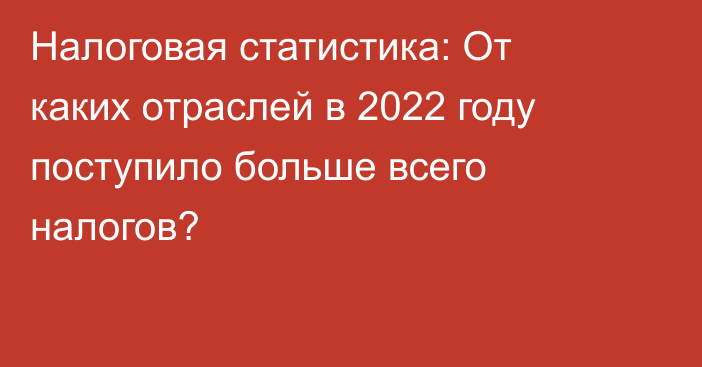 Налоговая статистика: От каких отраслей в 2022 году поступило больше всего налогов?