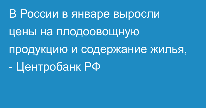 В России в январе выросли цены на плодоовощную продукцию и содержание жилья, - Центробанк РФ