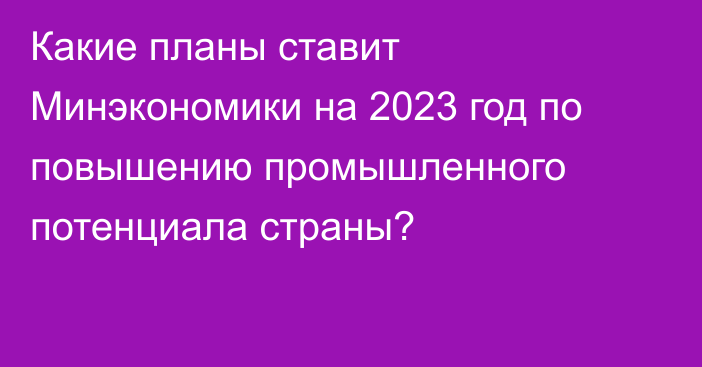 Какие планы ставит Минэкономики на 2023 год по повышению промышленного потенциала страны?